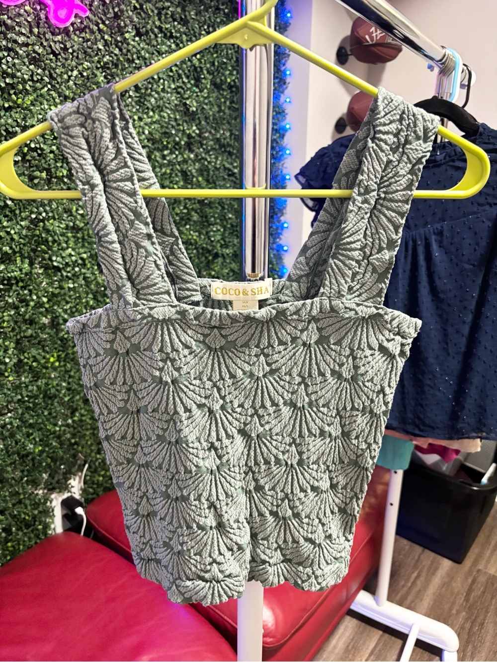 Coco & Shea Sage Green Textured Knit Tank